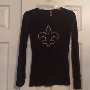 Long sleeve black Fleur de Lis ladies tee